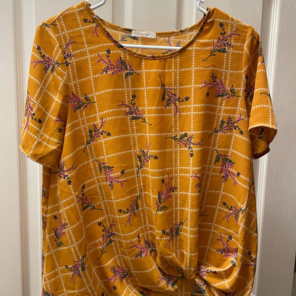 Floral Mustard Yellow Women's Top